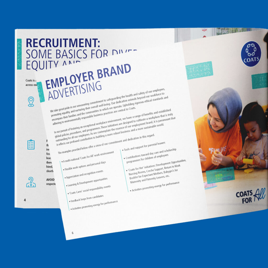 Printed Coats guidance opened to spreads on recruitment for diversity, equity and inclusion, and on employer brand advertising.